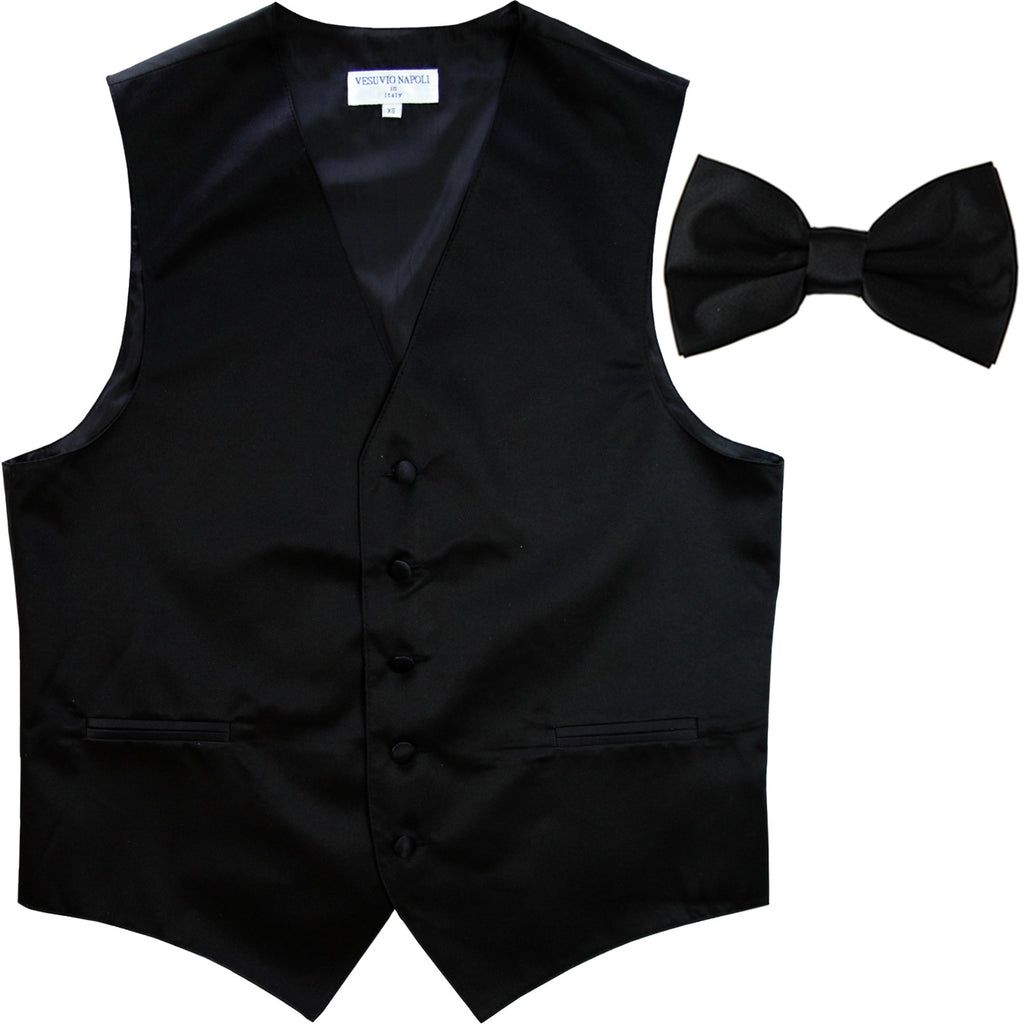 New Men's Formal Vest Tuxedo Waistcoat with Bowtie wedding prom party black