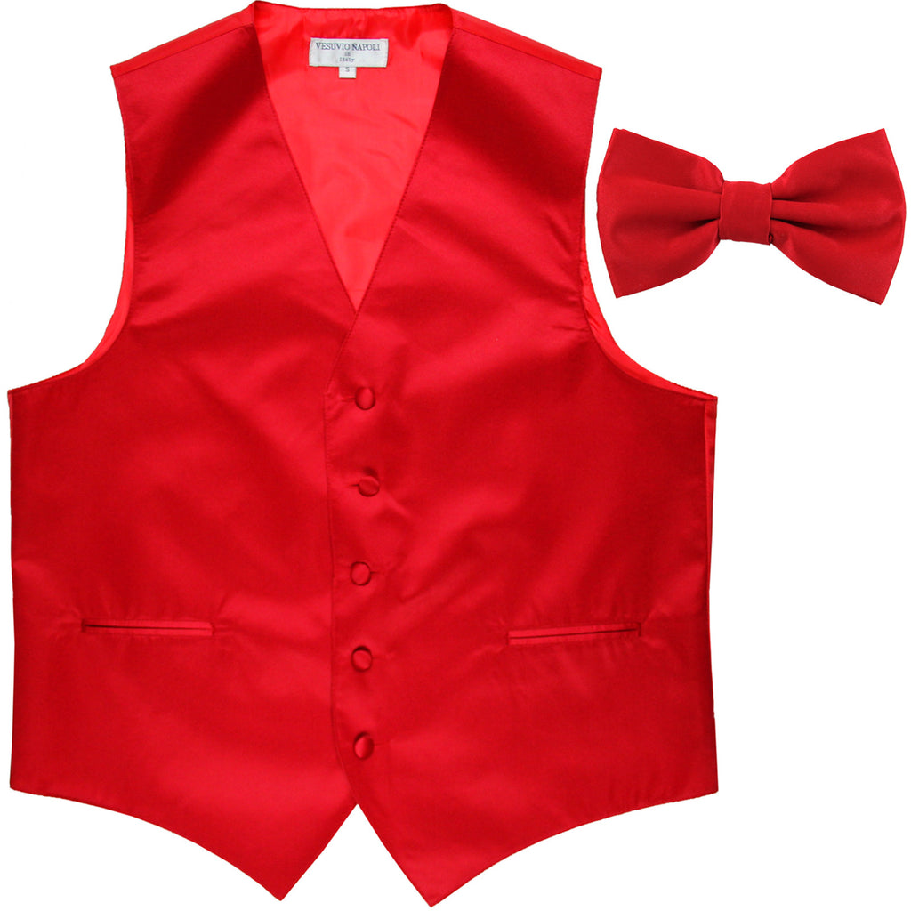 New Men's Formal Vest Tuxedo Waistcoat with Bowtie wedding prom party red