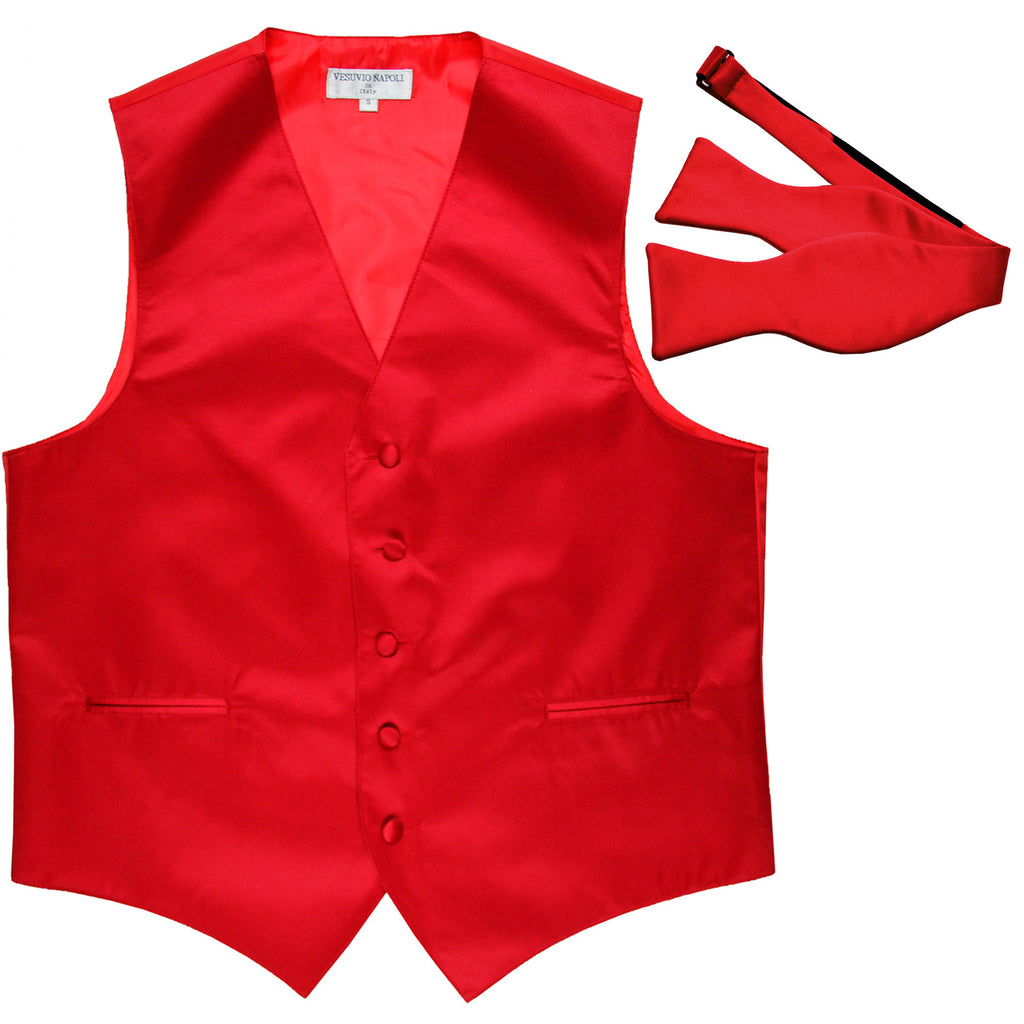 New Men's Formal Vest Tuxedo Waistcoat with free style selftie Bowtie red