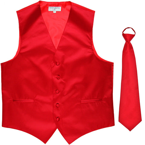 New Men's Formal Tuxedo Vest Waistcoat Pre-tied Necktie solid wedding prom red