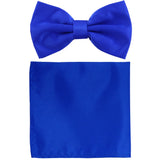 New formal men's pre tied Bow tie & Pocket Square Hankie solid prom