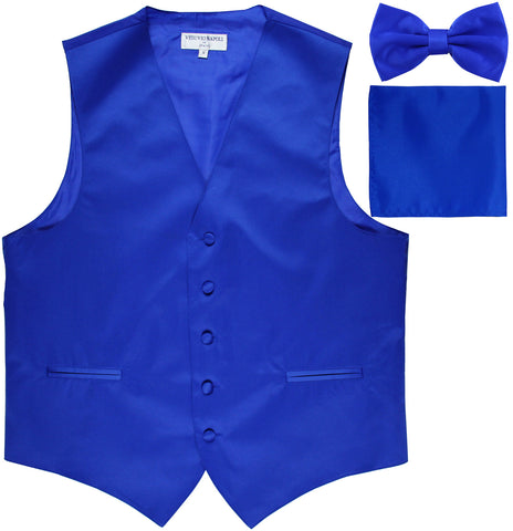 New Men's formal vest Tuxedo Waistcoat_bowtie & hankie set wedding prom royal blue