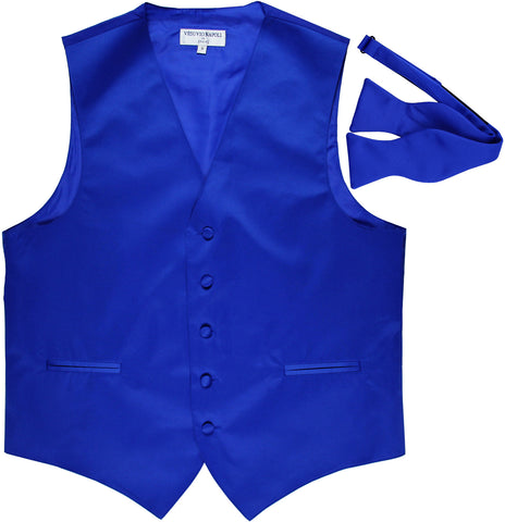 New Men's Formal Vest Tuxedo Waistcoat with free style selftie Bowtie royal blue