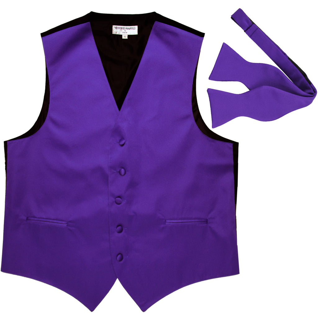 New Men's Formal Vest Tuxedo Waistcoat with free style selftie Bowtie purple