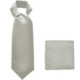 New polyester solid color men's ASCOT cravat necktie set wedding prom