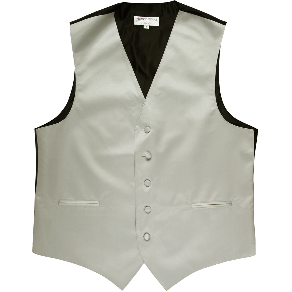New polyester men's tuxedo vest waistcoat only solid wedding formal silver
