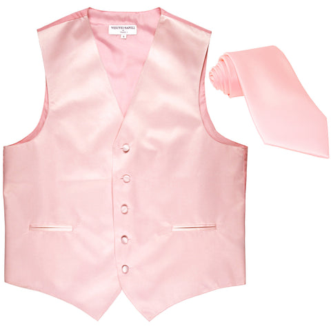 New Men's Formal Tuxedo Vest Waistcoat_Necktie solid wedding prom pink