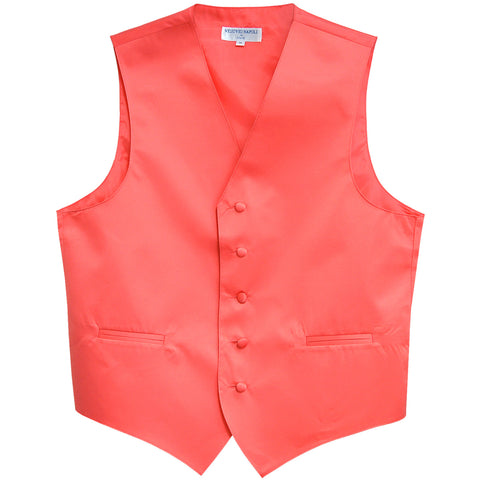 New polyester men's tuxedo vest waistcoat only solid wedding formal coral
