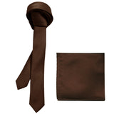 New Polyester Men's 1.5" skinny Neck Tie & hankie set solid formal wedding