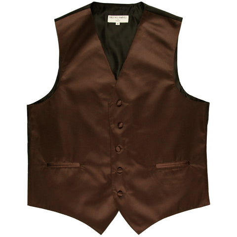 New polyester men's tuxedo vest waistcoat only solid wedding formal brown