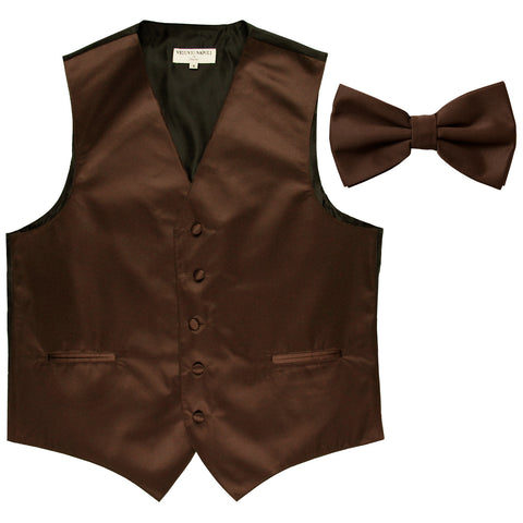 New Men's Formal Vest Tuxedo Waistcoat with Bowtie wedding prom party brown
