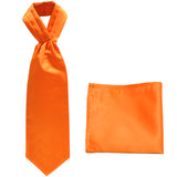 New polyester solid color men's ASCOT cravat necktie set wedding prom