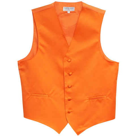 New polyester men's tuxedo vest waistcoat only solid wedding formal orange