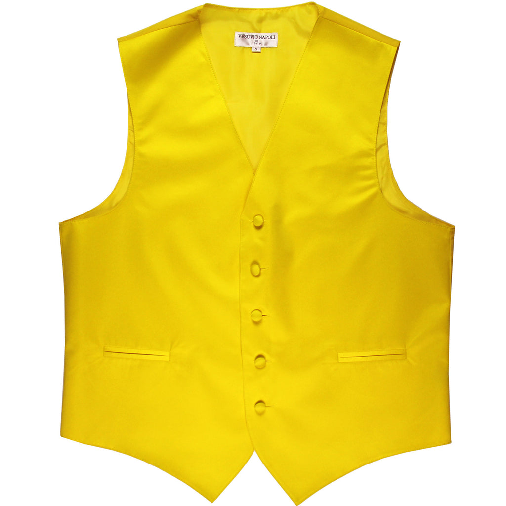 New polyester men's tuxedo vest waistcoat only solid wedding formal yellow