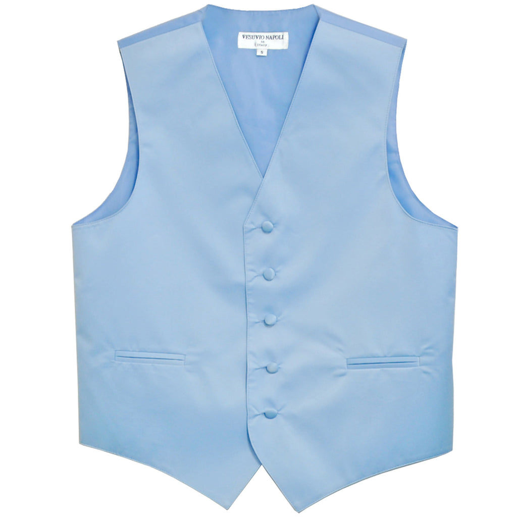 New polyester men's tuxedo vest waistcoat only solid wedding formal light blue