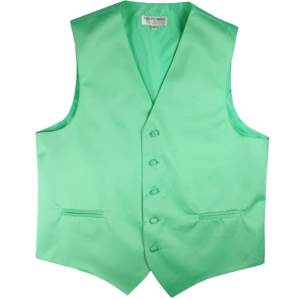 New polyester men's tuxedo vest waistcoat only solid wedding formal aqua green