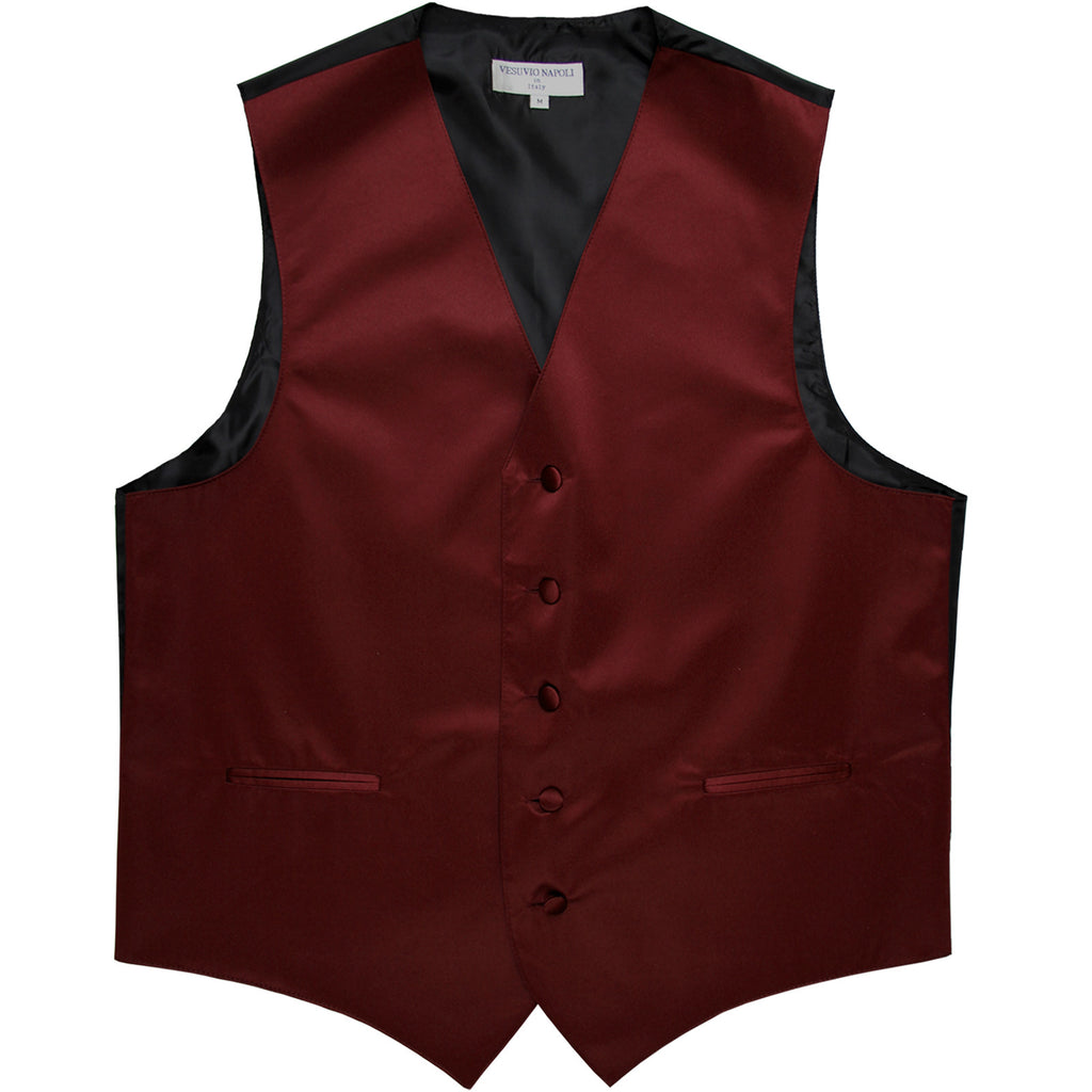 New polyester men's tuxedo vest waistcoat only solid wedding formal burgundy