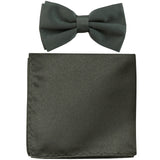 New formal men's pre tied Bow tie & Pocket Square Hankie solid prom