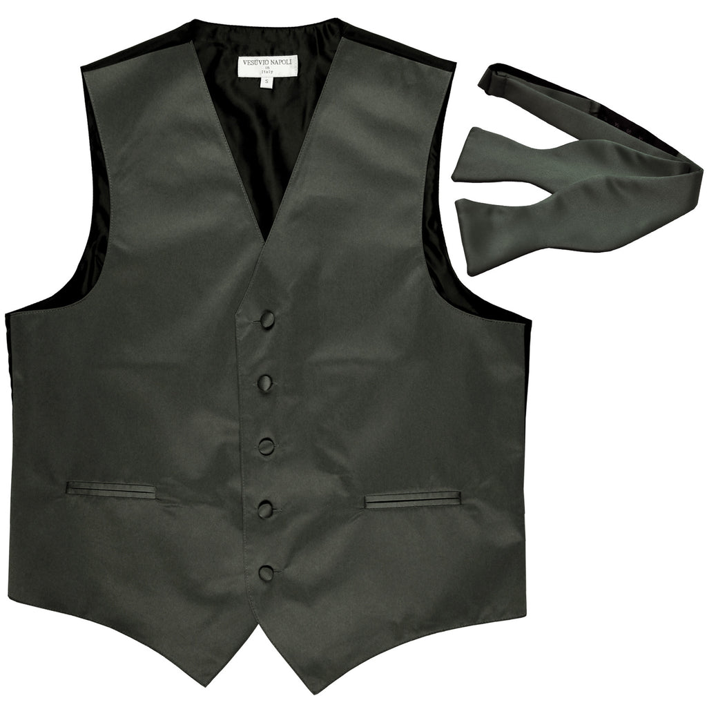 New Men's Formal Vest Tuxedo Waistcoat with free style selftie Bowtie dark gray