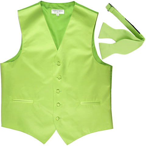 New Men's Formal Vest Tuxedo Waistcoat with free style selftie Bowtie lime green