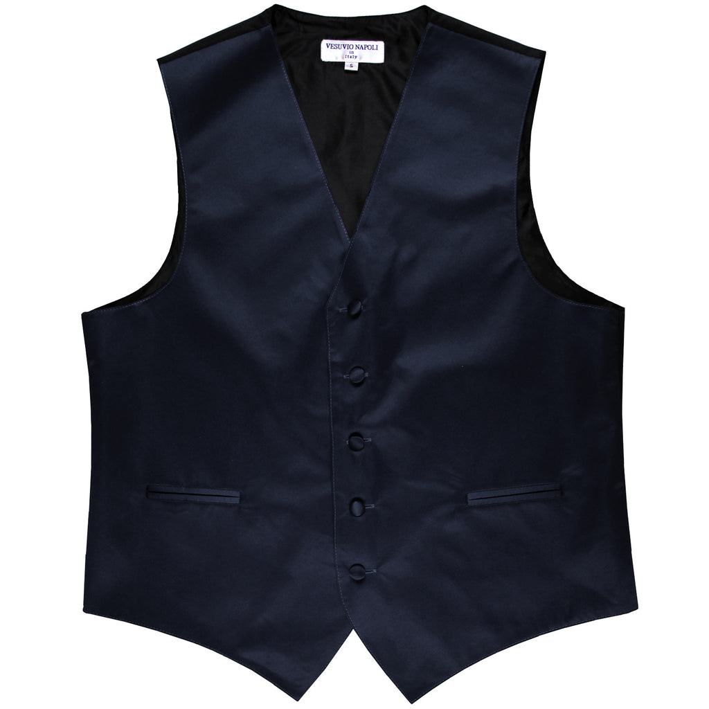 New polyester men's tuxedo vest waistcoat only solid wedding formal navy