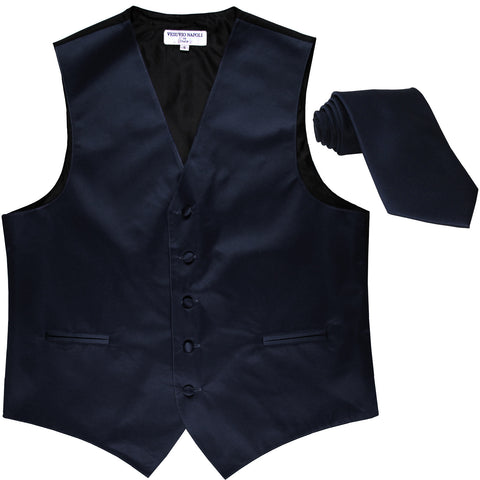 New Men's Formal Tuxedo Vest Waistcoat_Necktie solid wedding prom navy