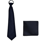 New Polyester Men's pre tied neck tie & hankie solid formal wedding prom