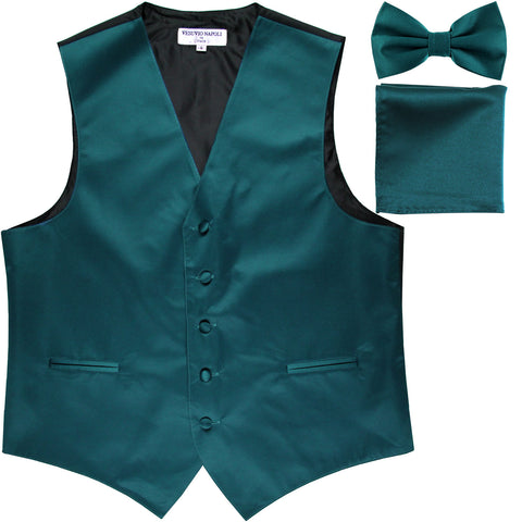 New Men's formal vest Tuxedo Waistcoat_bowtie & hankie set wedding prom sapphire blue