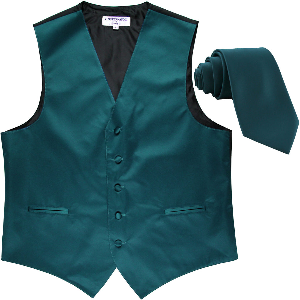 New Men's Formal Tuxedo Vest Waistcoat_2.5" skinny Necktie solid wedding sapphire blue