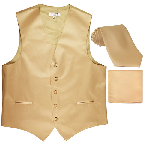 New Men's formal vest Tuxedo Waistcoat_necktie & hankie set wedding beige