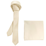 New Polyester Men's 1.5" skinny Neck Tie & hankie set solid formal wedding