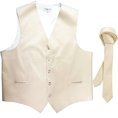 New Men's Formal Tuxedo Vest Waistcoat_1.5" skinny Necktie wedding prom ivory