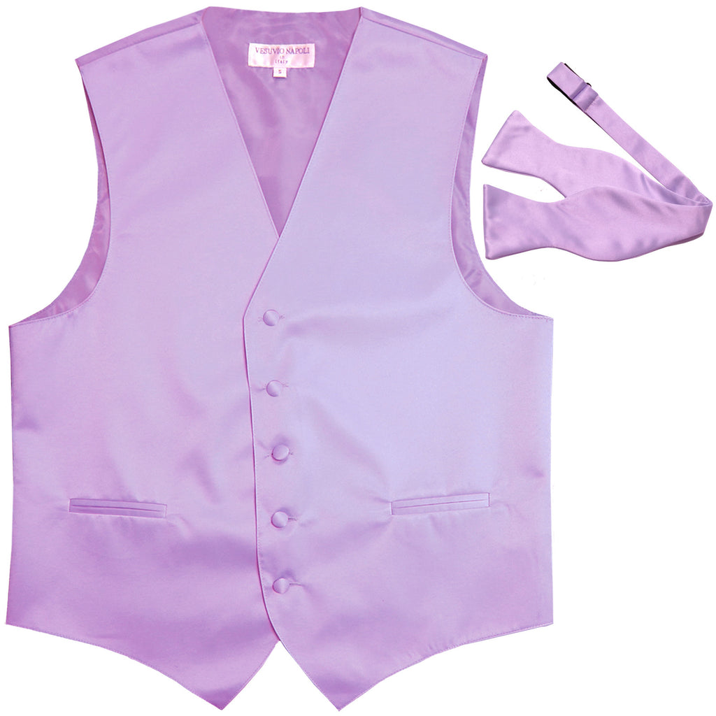 New Men's Formal Vest Tuxedo Waistcoat with free style selftie Bowtie lavender