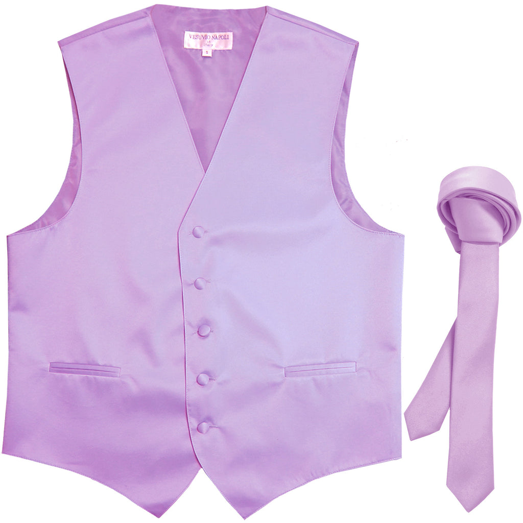New Men's Formal Tuxedo Vest Waistcoat_1.5" skinny Necktie wedding prom lavender