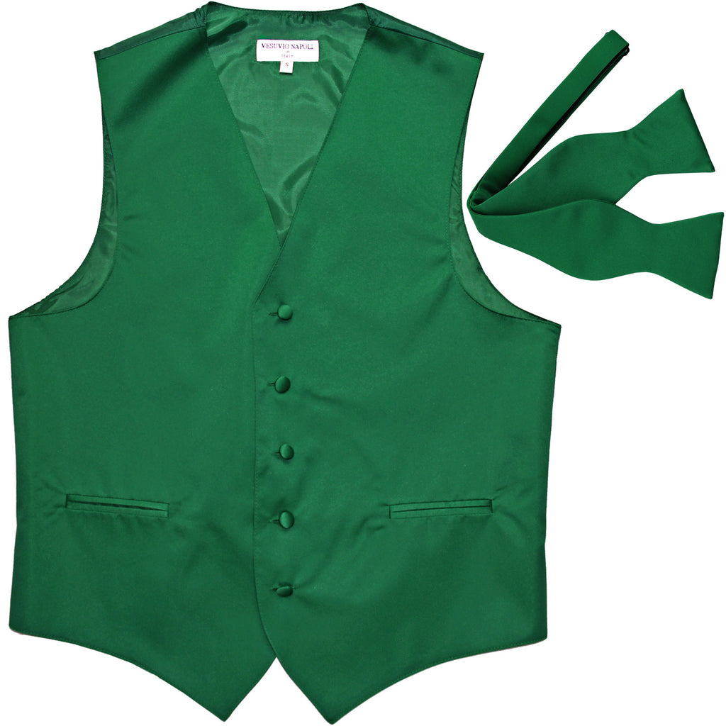 New Men's Formal Vest Tuxedo Waistcoat with free style selftie Bowtie emerald green