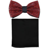 New Men's Pre tied bowtie with Blank Hankie Polyester Sequin Bowtie wedding party Prom