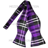 New Men's Polyester plaid checker self-tied Bow Tie set formal