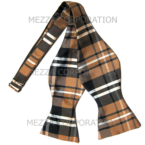 New Men's Polyester plaid checker self-tied Bow Tie set formal
