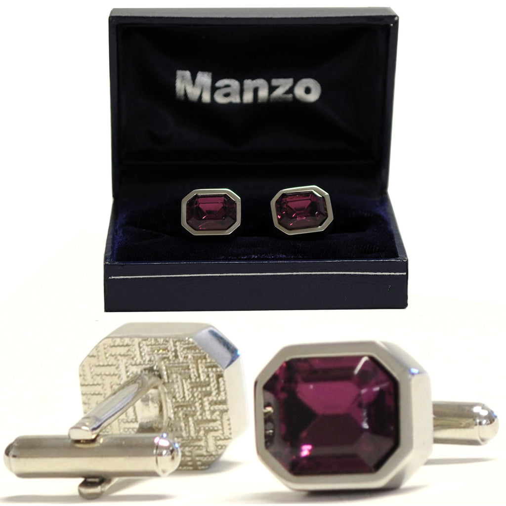 New Men's Cufflinks Cuff Link Purple Rhinestone Formal Wedding party Prom #21