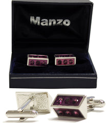 New Men's Cufflinks Cuff Link Rhinestone Formal Wedding triangle Purple #23