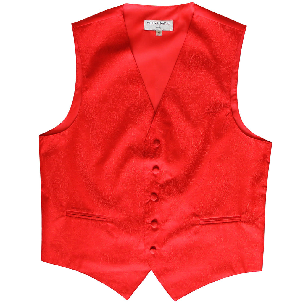 New formal men's tuxedo vest waistcoat only paisley pattern prom wedding red