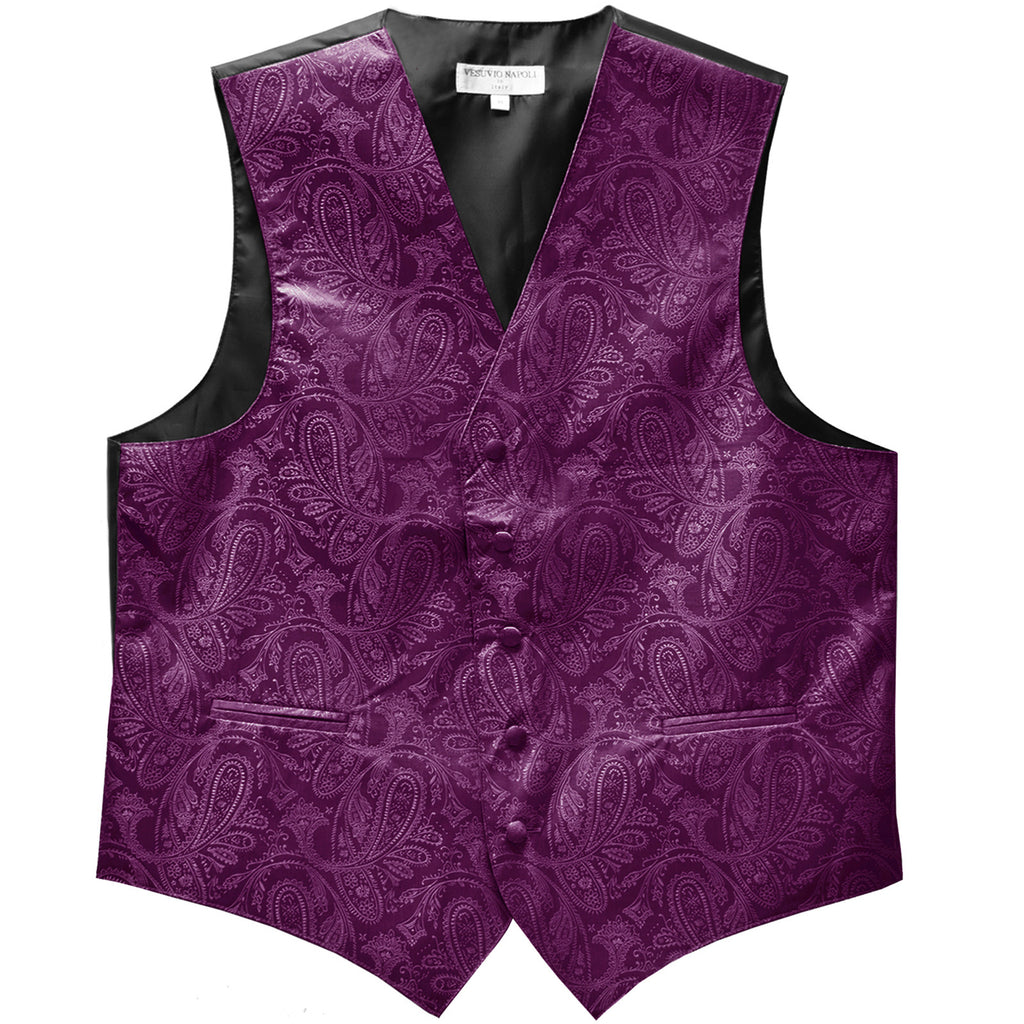 New formal men's tuxedo vest waistcoat only paisley pattern prom wedding dahila purple