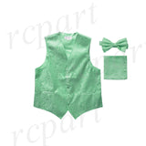 Men's paisley Tuxedo VEST Waistcoat_bowtie & hankie set formal wedding aqua green