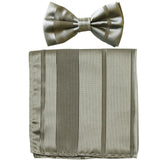 New formal men's pre tied Bow tie & Pocket Square Hankie striped