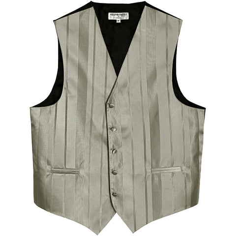 New Men's Tuxedo Vest Waistcoat Only Vertical Stripes Wedding Prom Silver