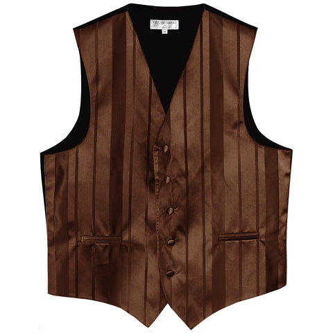 New Men's Tuxedo Vest Waistcoat Only Vertical Stripes Wedding Prom Brown & Brown