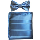 New formal men's pre tied Bow tie & Pocket Square Hankie striped