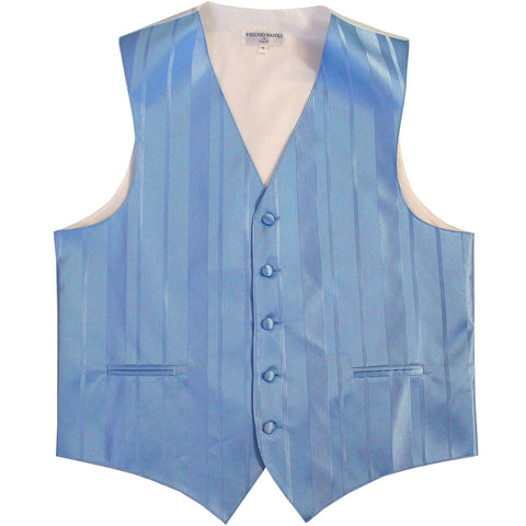 New Men's Tuxedo Vest Waistcoat Only Vertical Stripes Wedding Prom Blue & Light Blue