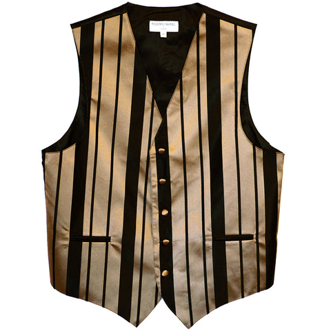 New Men's Tuxedo Vest Waistcoat Only Vertical Stripes Wedding Prom Black & Mocca