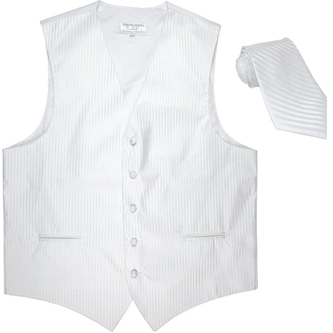 New Men's formal Vertical stripes tuxedo Vest Waistcoat_necktie prom white